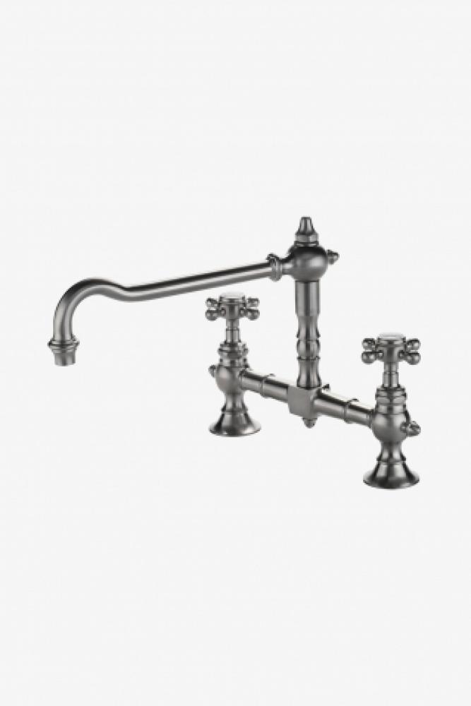 Julia Two Hole Bridge High Profile Kitchen Faucet, Metal Cross Handles in Shadow,