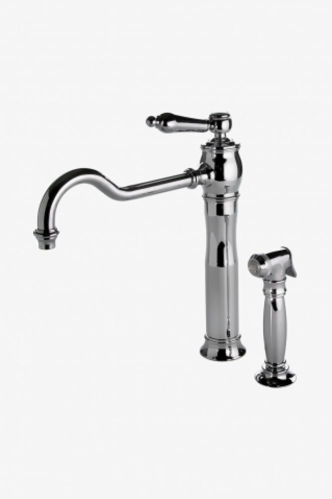 Julia One Hole High Profile Kitchen Faucet, Metal Lever Handle and Spray in Shadow,