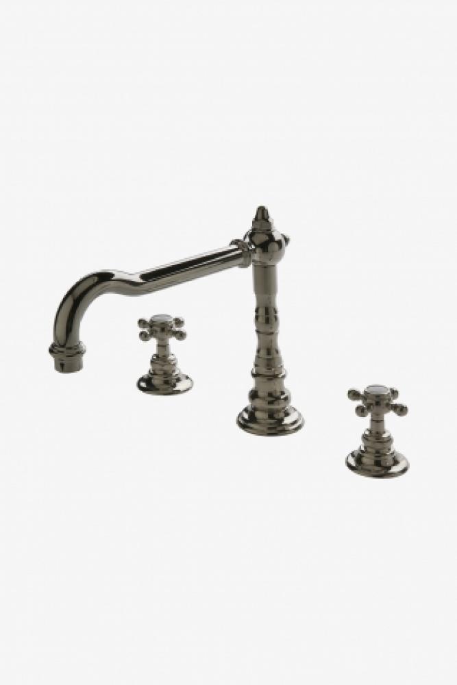 Julia Three Hole High Profile Kitchen Faucet, Metal Cross Handles in