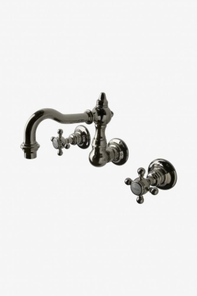 Julia High Profile Three Hole Wall Mounted Lavatory Faucet with Metal Cross Handles in Shadow,