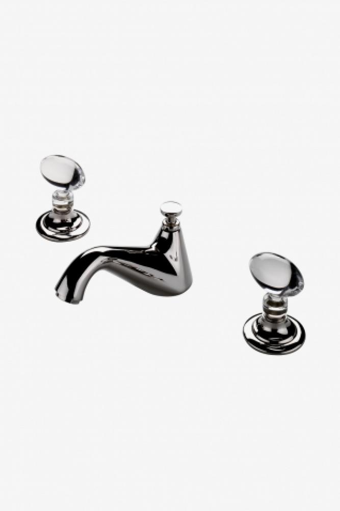 Opus Low Profile Three Hole Deck Mounted Lavatory Faucet with Crystal Egg Handles in Shadow