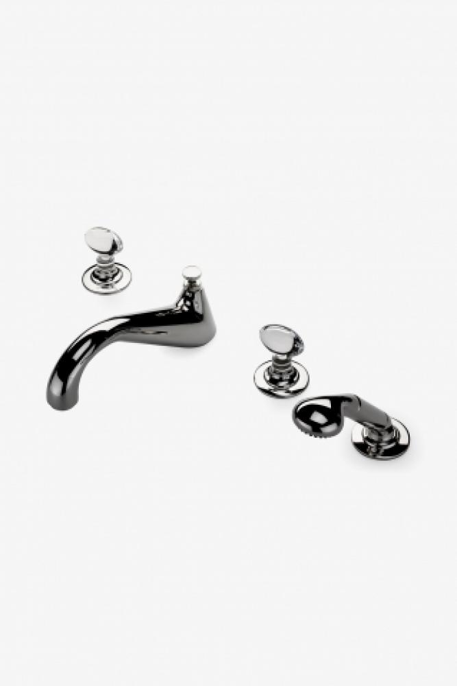 Opus Deck Mounted Low Profile Concealed Tub Filler with Handshower and Crystal Egg Handles in