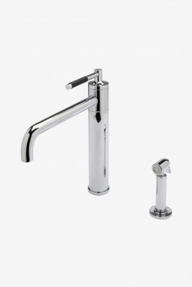 Universal Modern One Hole High Profile Kitchen Faucet, Metal Lever Handle and Spray in Burnished