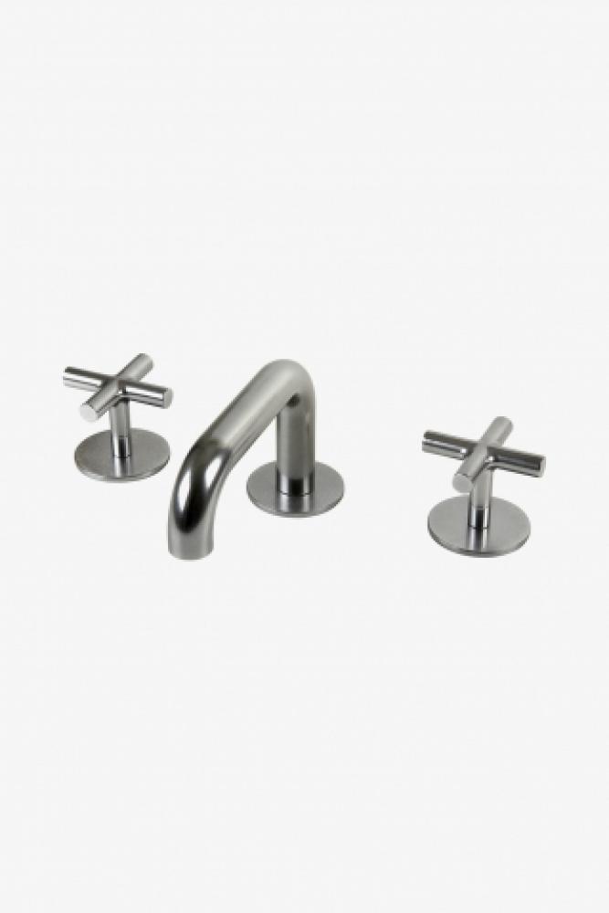 COMMERCIAL ONLY Flyte Low Profile Three Hole Deck Mounted Lavatory Faucet with Metal Cross