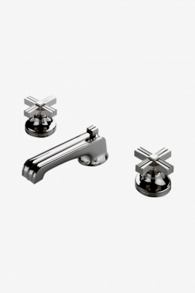 Boulevard Low Profile Three Hole Deck Mounted Lavatory Faucet with Metal Cross Handles in Shadow