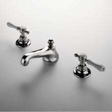 Waterworks 07-72259-57365 - Astoria Low Profile Three Hole Deck Mounted Lavatory Faucet with White Porcelain Lever Handles in