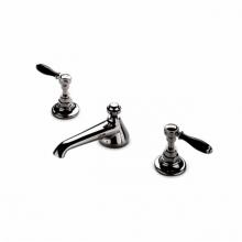 Waterworks 07-18528-53153 - Easton Vintage Low Profile Three Hole Deck Mounted Lavatory Faucet with Black Porcelain Lever