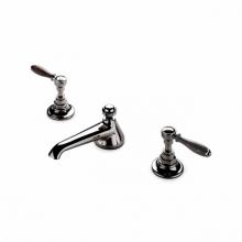 Waterworks 07-92194-55653 - Easton Vintage Low Profile Three Hole Deck Mounted Lavatory Faucet with Oak Lever Handles in