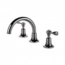 Waterworks 07-84358-36864 - Easton Classic Gooseneck Three Hole Deck Mounted Lavatory Faucet with Metal Lever Handles in
