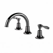 Waterworks 07-11988-81131 - Easton Classic Gooseneck Three Hole Deck Mounted Lavatory Faucet with White Porcelain Lever