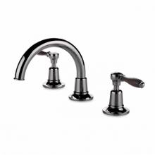 Waterworks 07-20566-54348 - Easton Classic Gooseneck Three Hole Deck Mounted Lavatory Faucet with Oak Lever Handles in