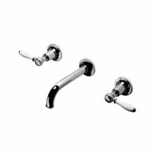 Waterworks 07-95621-36888 - Easton Classic Low Profile Three Hole Wall Mounted Lavatory Faucet with Elongated Spout and White
