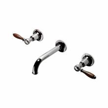 Waterworks 07-15898-42086 - Easton Classic Low Profile Three Hole Wall Mounted Lavatory Faucet with Elongated Spout and Oak