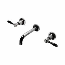 Waterworks 07-24815-47865 - Easton Classic Low Profile Three Hole Wall Mounted Lavatory Faucet with Elongated Spout and Black