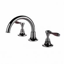 Waterworks 07-18504-40698 - Easton Vintage Gooseneck Three Hole Deck Mounted Lavatory Faucet with Oak Lever Handles in