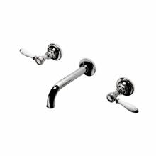 Waterworks 07-60307-56667 - Easton Vintage Low Profile Three Hole Wall Mounted Lavatory Faucet with Elongated Spout and White