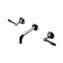 Waterworks 07-59493-96604 - Easton Vintage Low Profile Three Hole Wall Mounted Lavatory Faucet with Elongated Spout and Oak