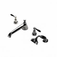 Waterworks 09-57012-44699 - Easton Classic Low Profile Concealed Tub Filler With Handshower and Black Porcelain Lever Handles