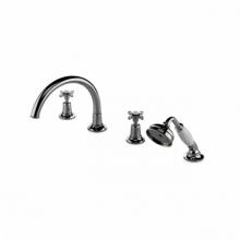 Waterworks 09-59056-14507 - Easton Classic Gooseneck Concealed Tub Filler with Handshower and Metal Cross Handles in Antique