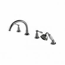 Waterworks 09-33327-63319 - Easton Classic Gooseneck Concealed Tub Filler With Handshower and White Porcelain Lever Handles