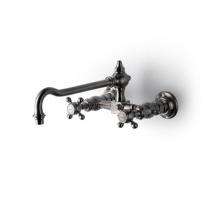 Waterworks 07-10222-81528 - Julia Wall Mounted Two Hole Bridge Low Profile Kitchen Faucet, Metal Cross