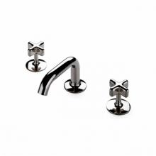 Waterworks 07-30658-13589 - .25 Low Profile Three Hole Deck Mounted Lavatory Faucet with Metal Cross Handles in Antique Brass