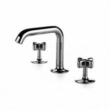 Waterworks 07-45589-24424 - .25 High Profile Three Hole Deck Mounted Lavatory Faucet with Metal Cross Handles in Antique