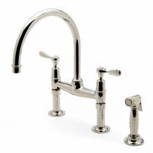 Waterworks 07-68296-16890 - Easton Classic Two Hole Bridge Gooseneck Kitchen Faucet, Metal Lever Handles and Spray in Matte