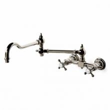 Waterworks 07-60135-59843 - Julia Wall Mounted Two Hole Bridge Articulated Kitchen Faucet, Metal Cross Handles in Chrome,