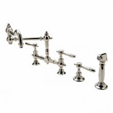 Waterworks 07-00939-97146 - Julia Two Hole Bridge Articulated Kitchen Faucet, Metal Lever Handles and Spray in Unlacquered