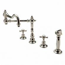 Waterworks 07-80894-16538 - Julia Three Hole Articulated Kitchen Faucet, Metal Cross Handles and Spray in Vintage