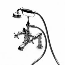Waterworks 09-72815-07383 - Julia Exposed Tub Filler With Handshower and Black Porcelain Lever Diverter in