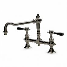 Waterworks 07-58665-22814 - Julia Two Hole Bridge High Profile Kitchen Faucet, Black Porcelain Lever Handles in Nickel,