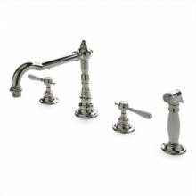 Waterworks 07-04097-78172 - Julia Three Hole High Profile Kitchen Faucet, White Porcelain Levers and Spray in