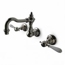 Waterworks 07-06934-00089 - Julia High Profile Three Hole Wall Mounted Lavatory Faucet with White Porcelain Lever Handles in