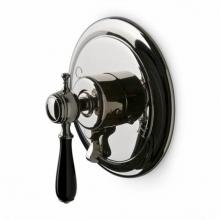 Waterworks 05-36127-55118 - Julia Pressure Balance with Diverter Trim with Black Porcelain Lever Handle in Unlacquered