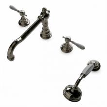 Waterworks 09-58299-85620 - Julia High Profile Concealed Tub Filler with Metal Handshower and White Porcelain Lever Handles