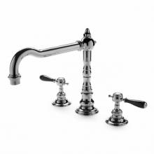 Waterworks 07-84716-72398 - Julia Three Hole High Profile Kitchen Faucet, Black Porcelain Lever Handles in