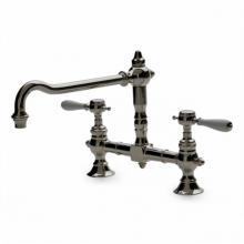 Waterworks 07-76361-49982 - Julia Two Hole Bridge High Profile Kitchen Faucet, White Porcelain Lever Handles in Nickel,