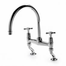 Waterworks 07-35249-18849 - Easton Classic Two Hole Bridge Gooseneck Kitchen Faucet, Metal Cross Handles in