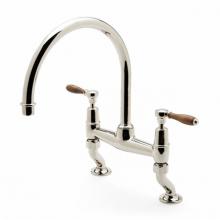 Waterworks 07-92049-55091 - Easton Classic Two Hole Bridge Gooseneck Kitchen Faucet, Oak Lever Handles in Shiny