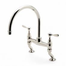 Waterworks 07-60074-02671 - Easton Vintage Two Hole Bridge Gooseneck Kitchen Faucet, Metal Lever Handles in Shiny