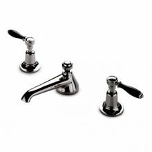 Waterworks 07-97305-54487 - Easton Classic Low Profile Three Hole Deck Mounted Lavatory Faucet with Black Porcelain Lever