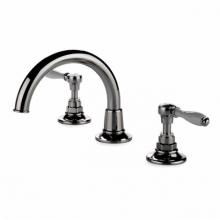Waterworks 07-59883-49812 - Easton Vintage Gooseneck Three Hole Deck Mounted Lavatory Faucet with White Porcelain Lever