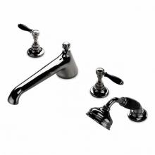 Waterworks 09-76132-11579 - Easton Vintage Low Profile Concealed Tub Filler With Handshower and Black Porcelain Lever Handles