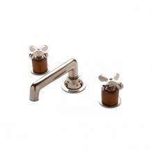Waterworks 07-32146-74496 - Henry Low Profile Three Hole Deck Mounted Lavatory Faucet with Teak Cylinders and Metal Cross
