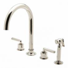 Waterworks 07-40867-36187 - Henry Three Hole Gooseneck Kitchen Faucet, Metal Lever Handles and Spray in Carbon,