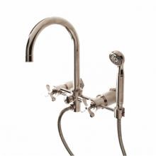 Waterworks 09-14639-62635 - Henry Exposed Wall Mounted Tub Filler With Handshower and Metal Cross Handles in