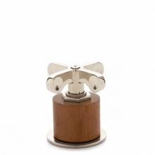 Waterworks 07-21605-66093 - Henry Gooseneck Three Hole Deck Mounted Lavatory Faucet with Teak Cylinders and Metal Cross