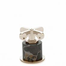 Waterworks 07-77606-19976 - Henry Gooseneck Three Hole Deck Mounted Lavatory Faucet with Portoro Cylinders and Metal Cross